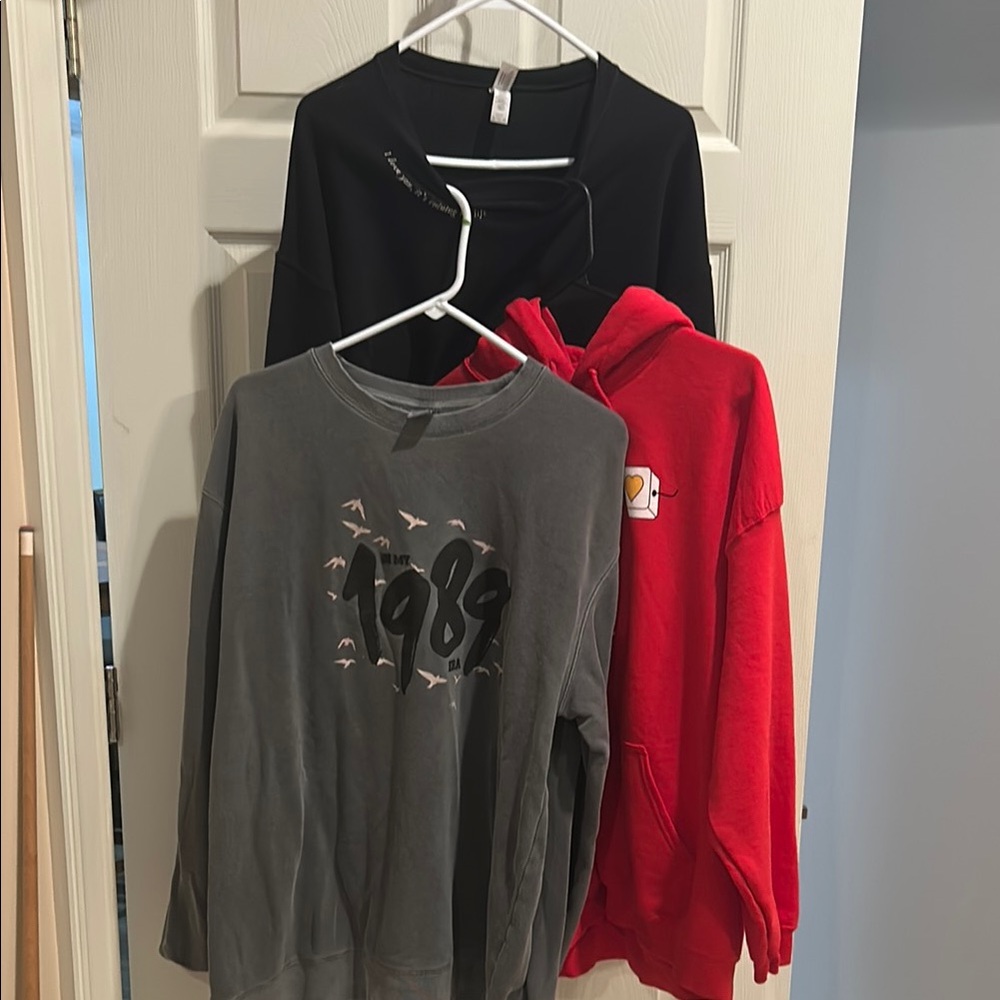 Taylor Swift Black, Gray, and Red Sweatshirts
